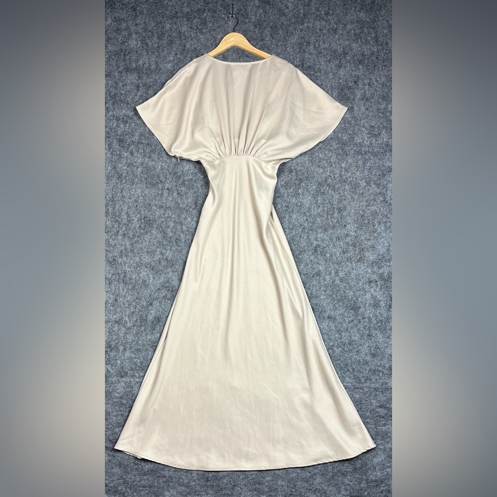 BHLDN Cream V-Neck Maxi Dress with Draped Size 2 - Picture 5 of 14